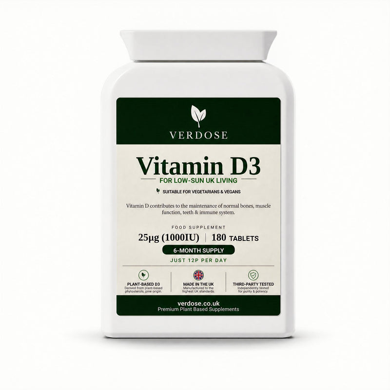 Verdose Vegan Vitamin D3 | 180 Tablets | 6-Month Supply | 13p a Day